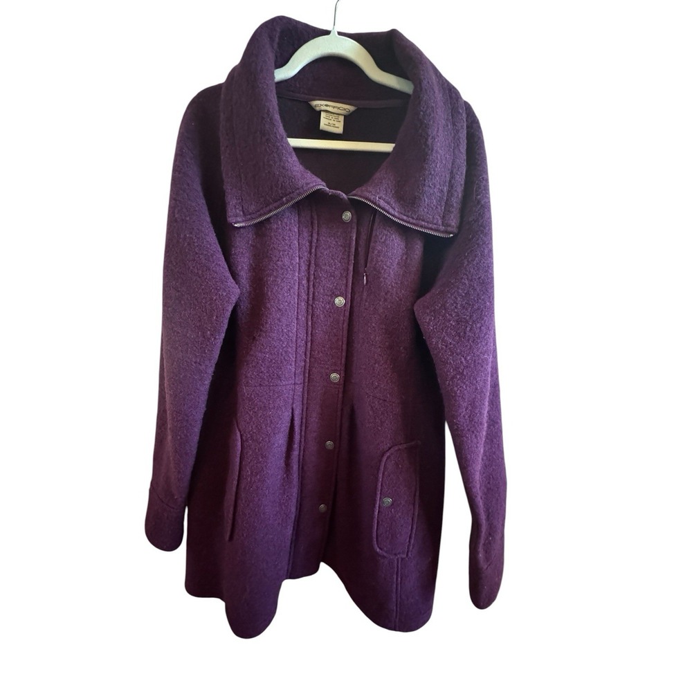 Vintage ExOfficio Purple Boiled Wool Women's XL  Jacket Metal Buttons Pockets